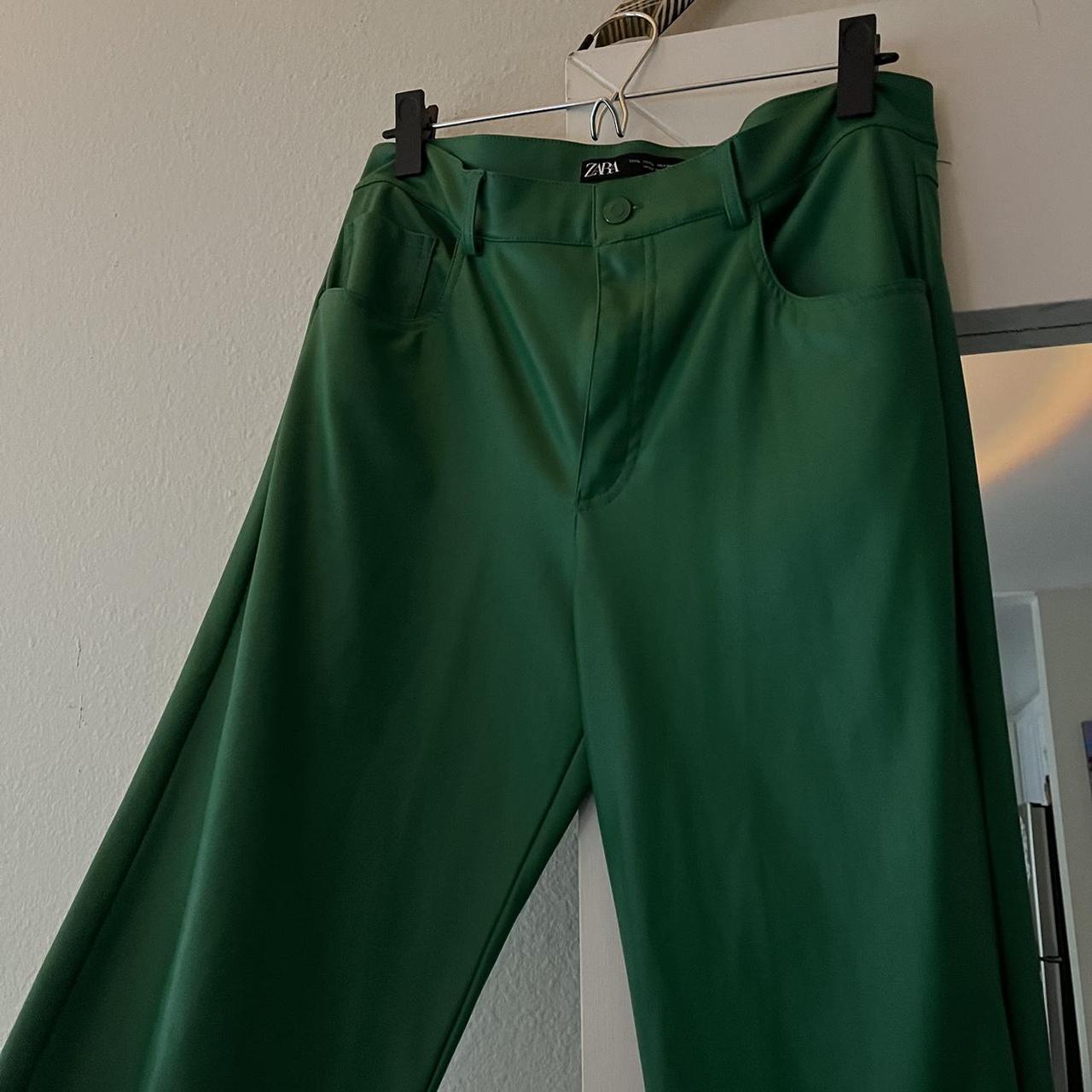 Zara green clearance leather pants