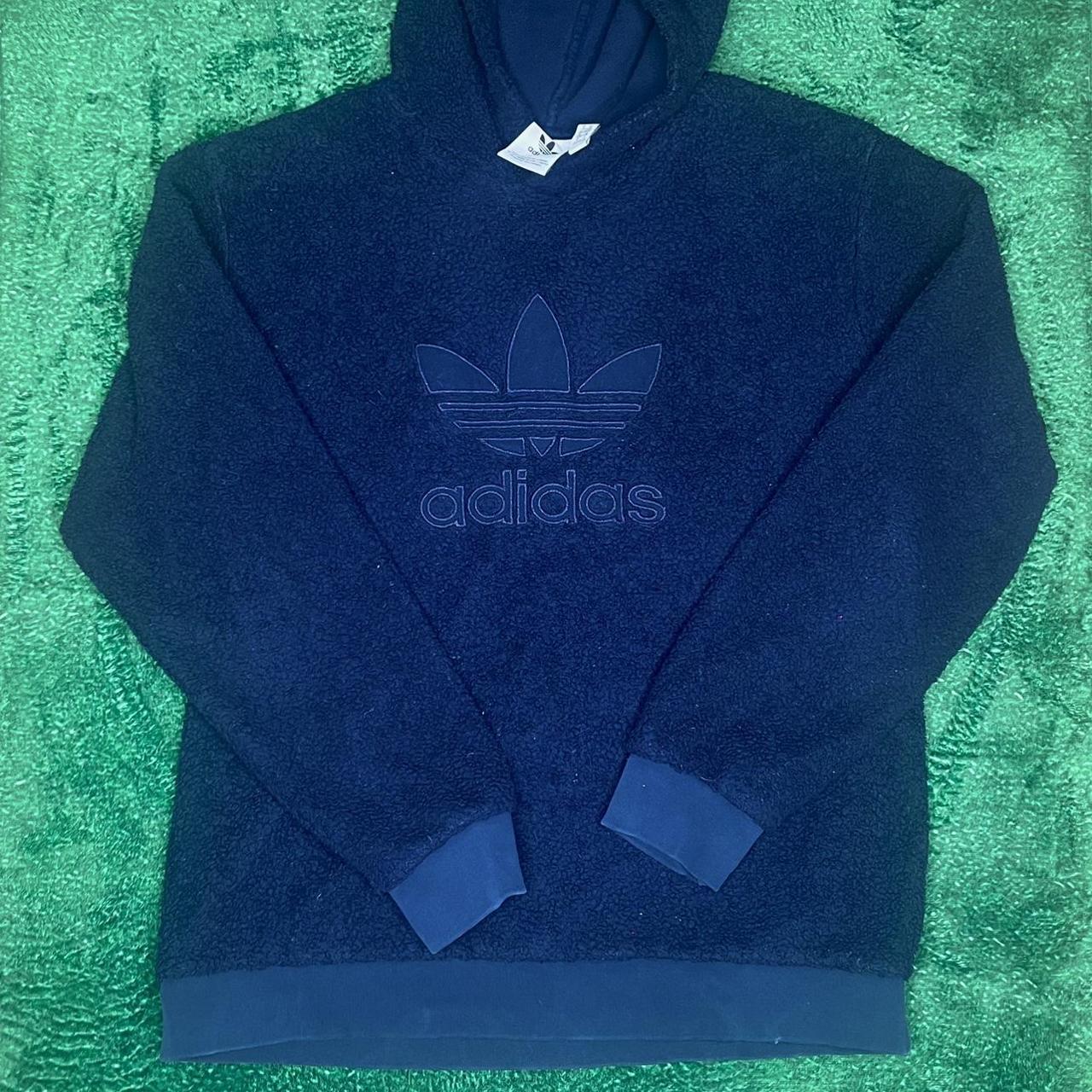 Adidas navy hot sale sherpa hoodie