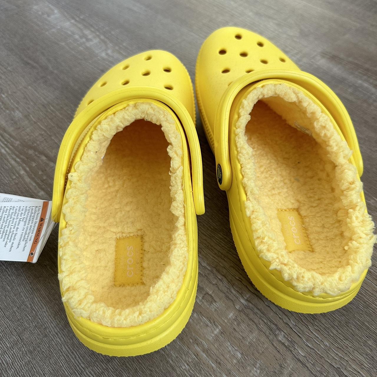 yellow fur crocs