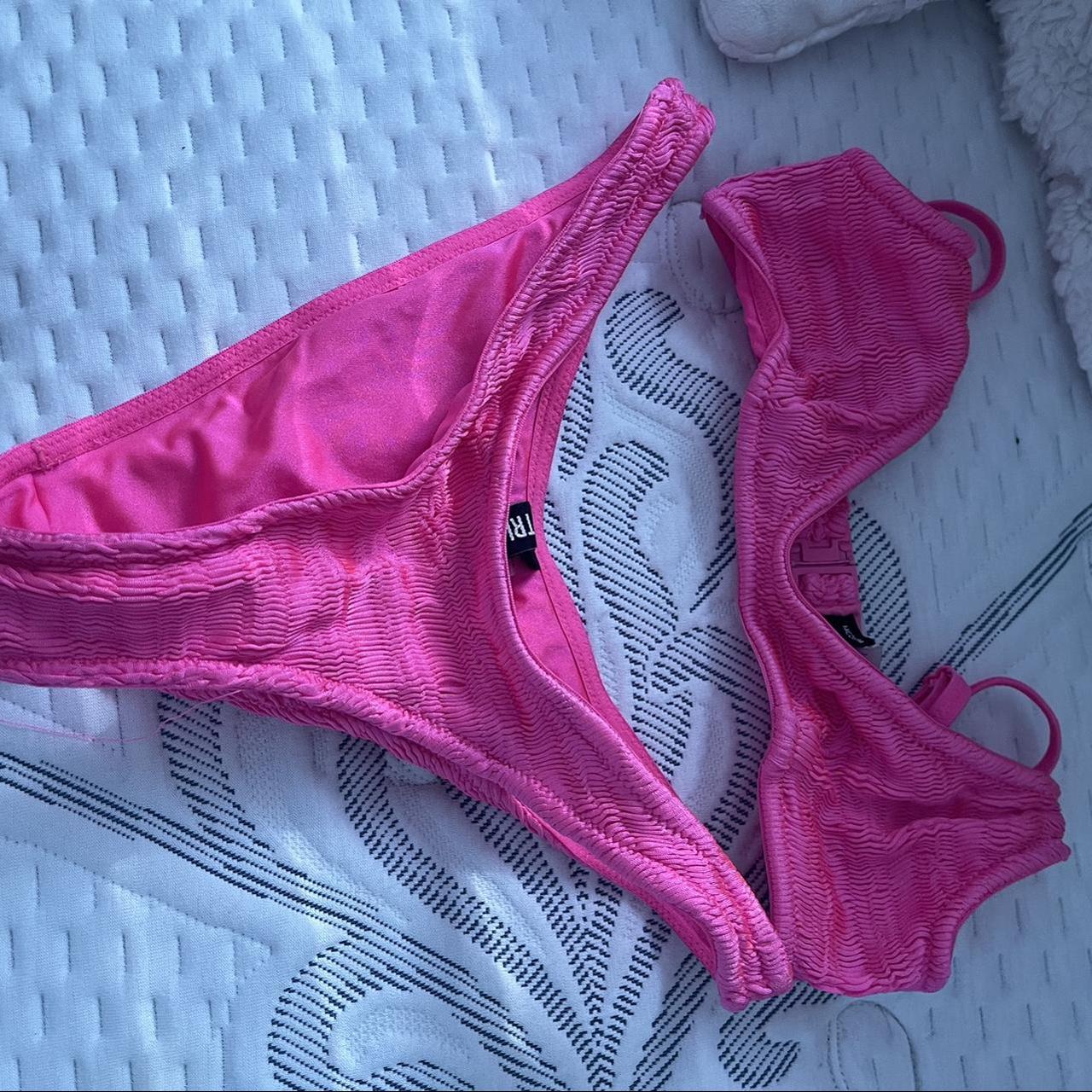 Hot Pink Triangle Bikini Set Worn Twice Over The Depop
