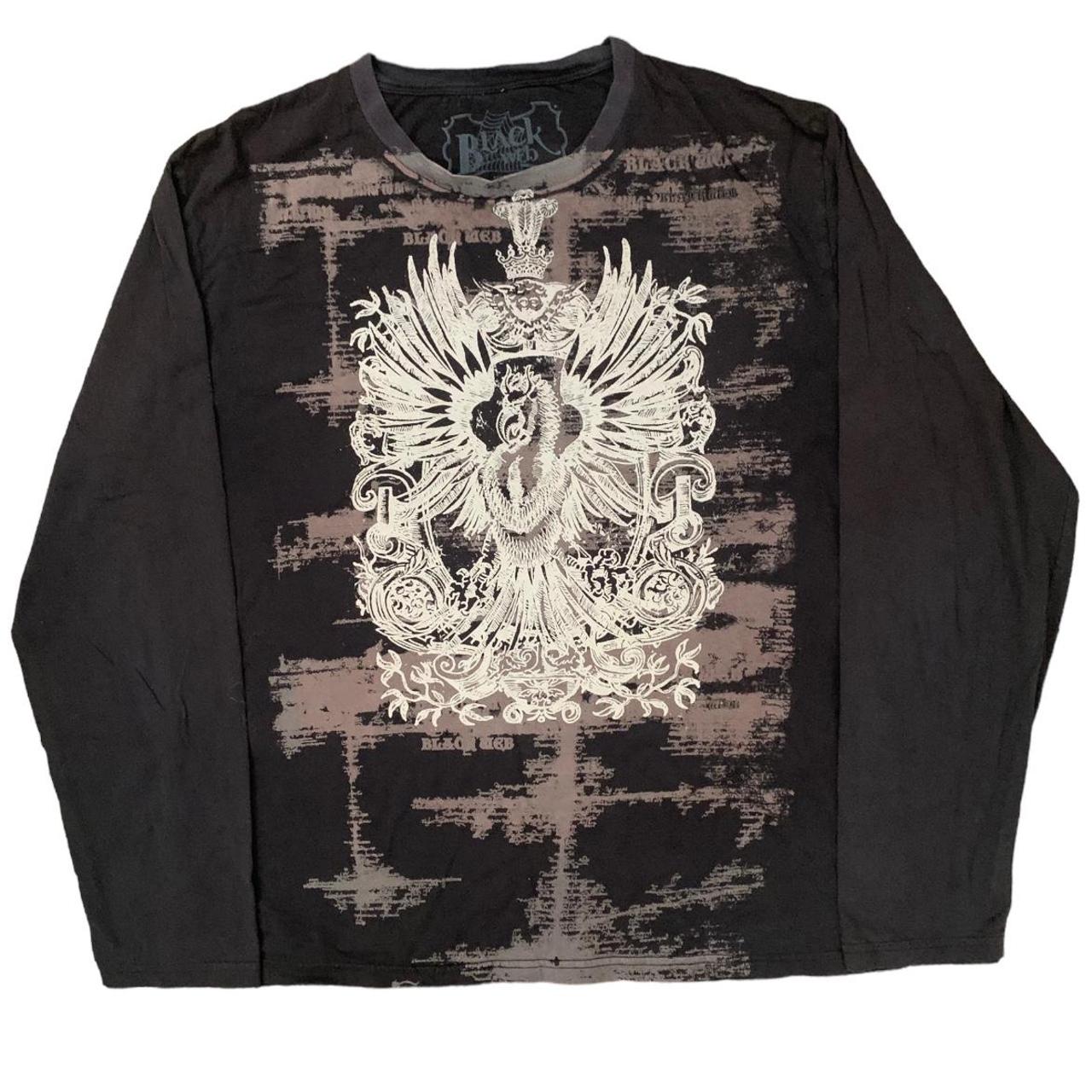Black Y2K Grunge Black Web Long Sleeve w White... - Depop