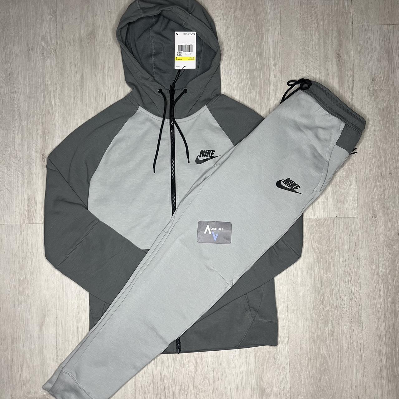 Nike Men's Grey and White Joggers-tracksuits | Depop