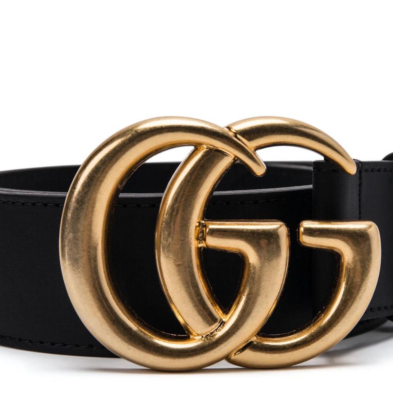 Gucci Double G Wide Leather Belt Antique Brass 1.5... - Depop