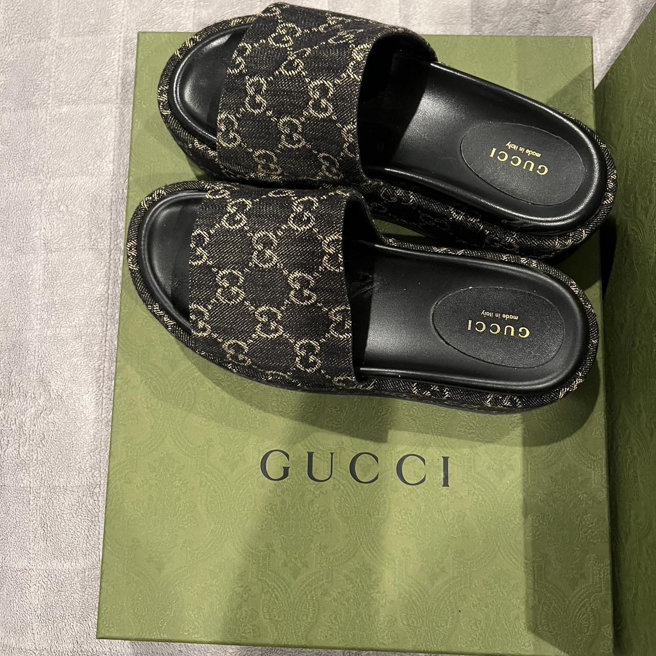 GUCCI Women’s Platform Slide Sandal Lightly worn,... - Depop