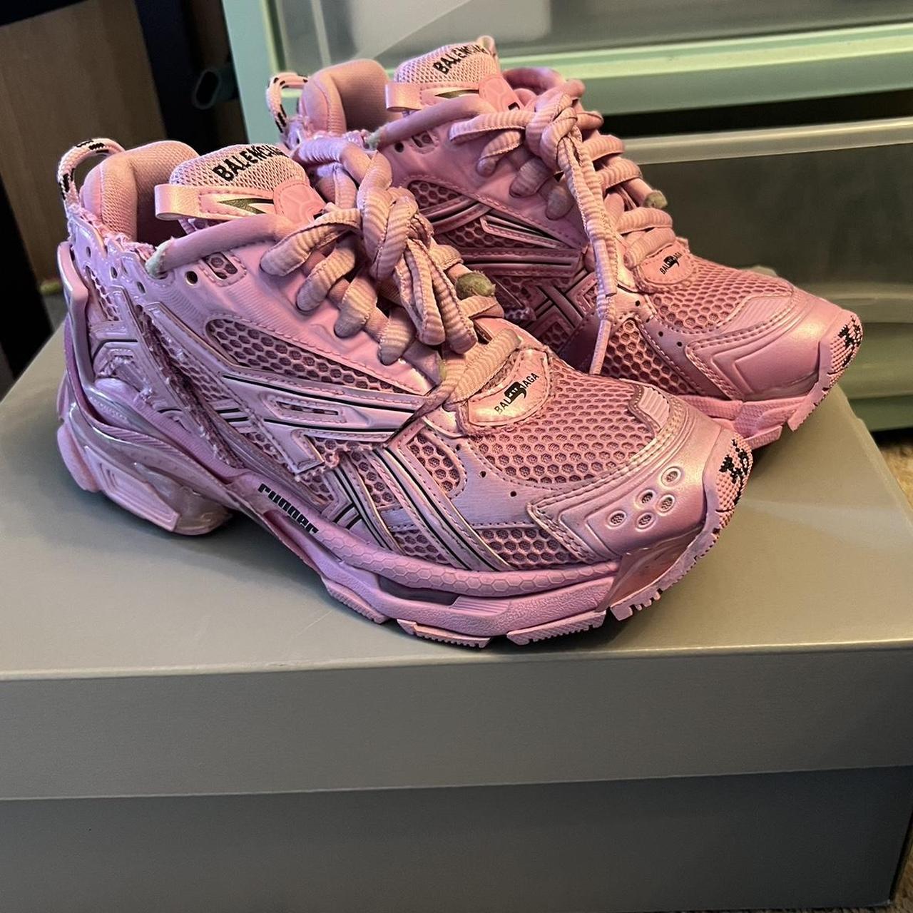 BALENCIAGA Runner LaceUp Sneakers in PINK Bought... Depop
