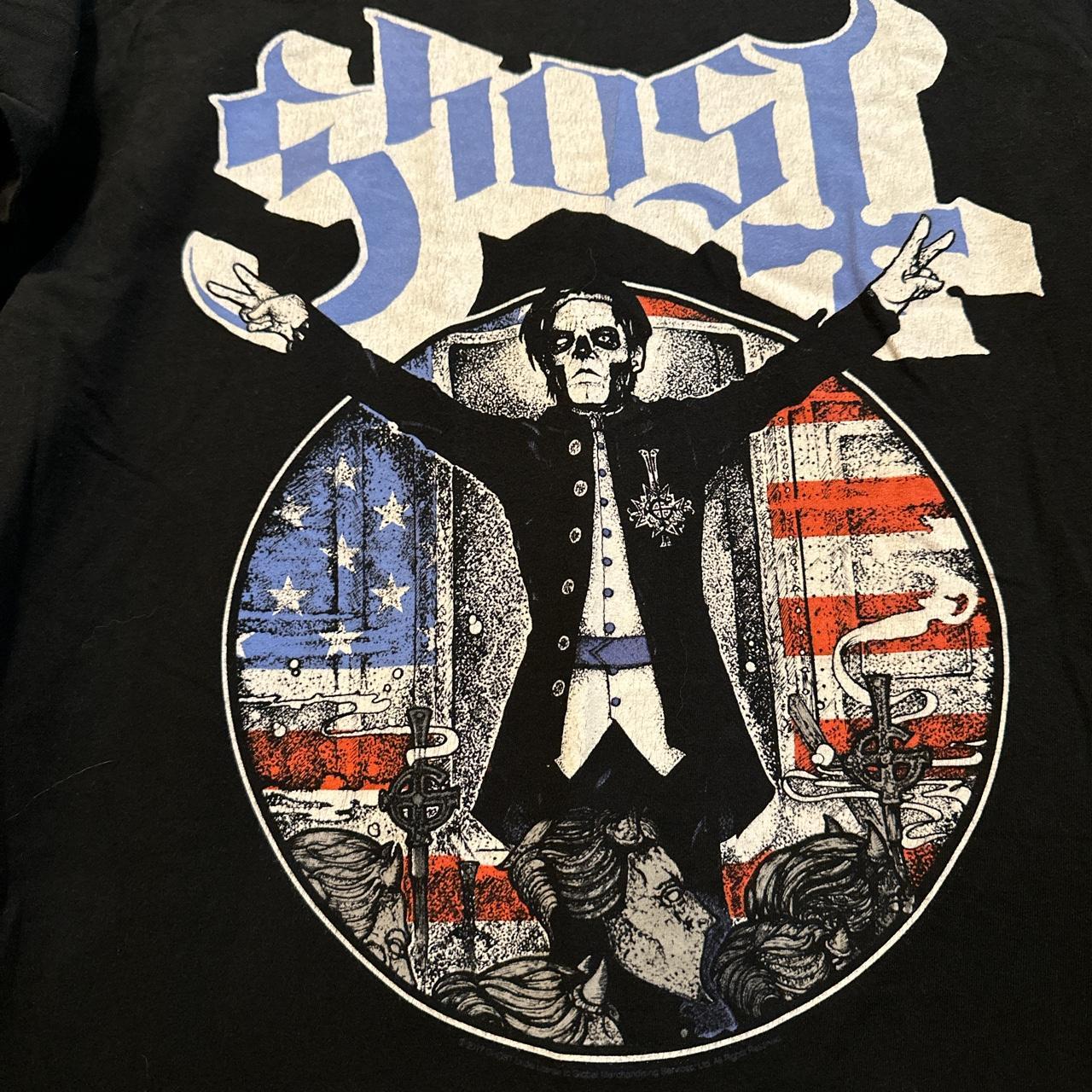 papa 3 ghost band shirt american flag with ghouls... - Depop