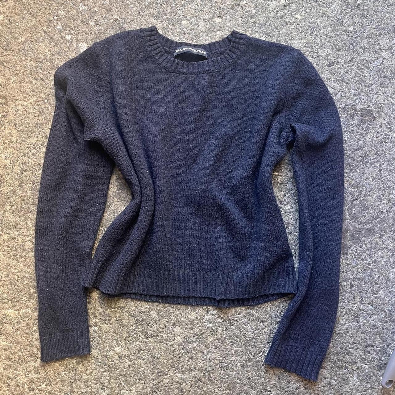 Basic cropped navy blue knit brandy Melville sweater... - Depop