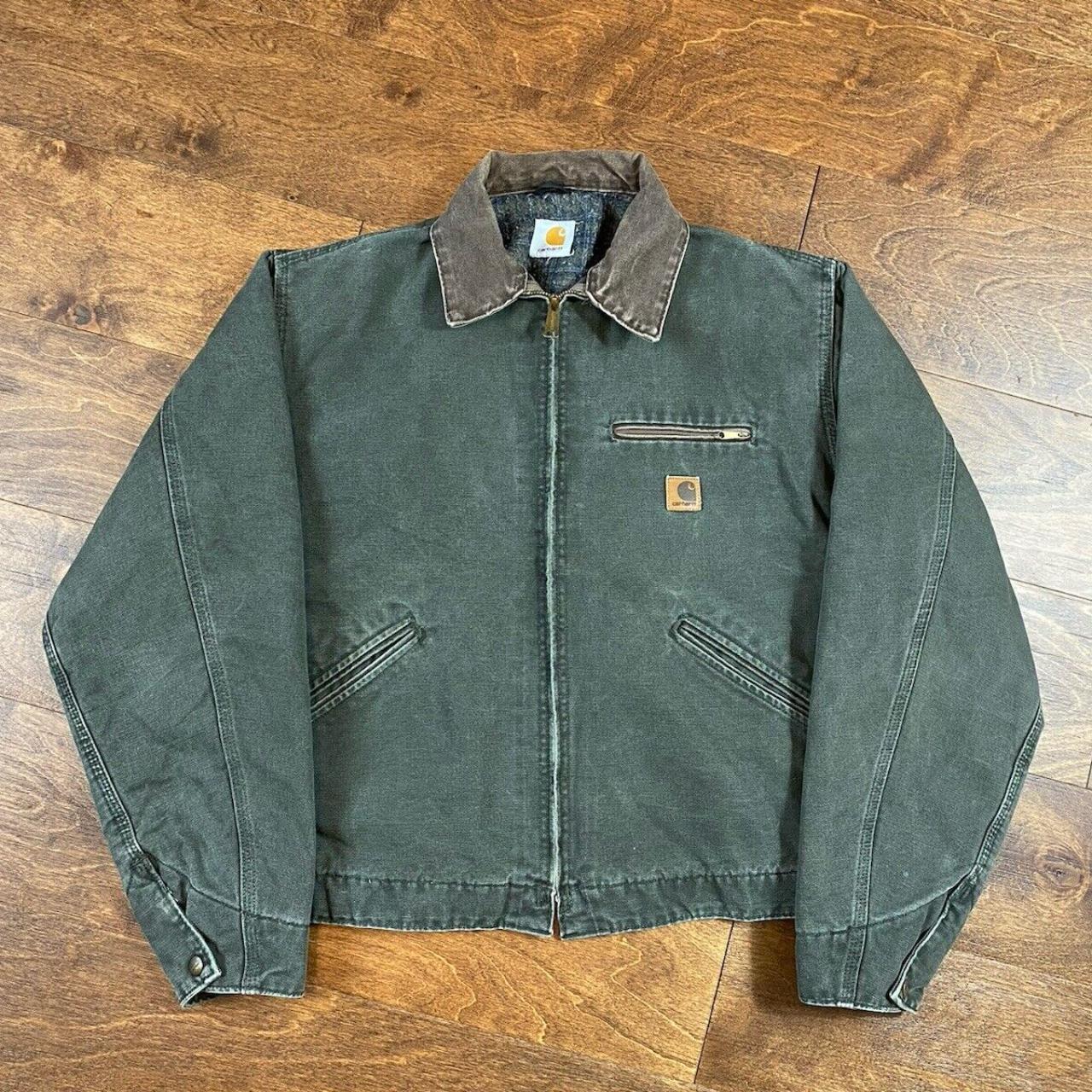 Vintage Carhartt Detroit Jacket J97 MOSS Green... - Depop