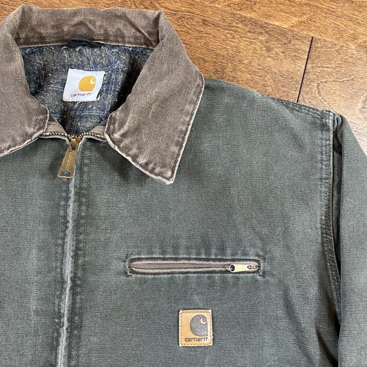 Vintage Carhartt Detroit Jacket J97 MOSS Green... - Depop