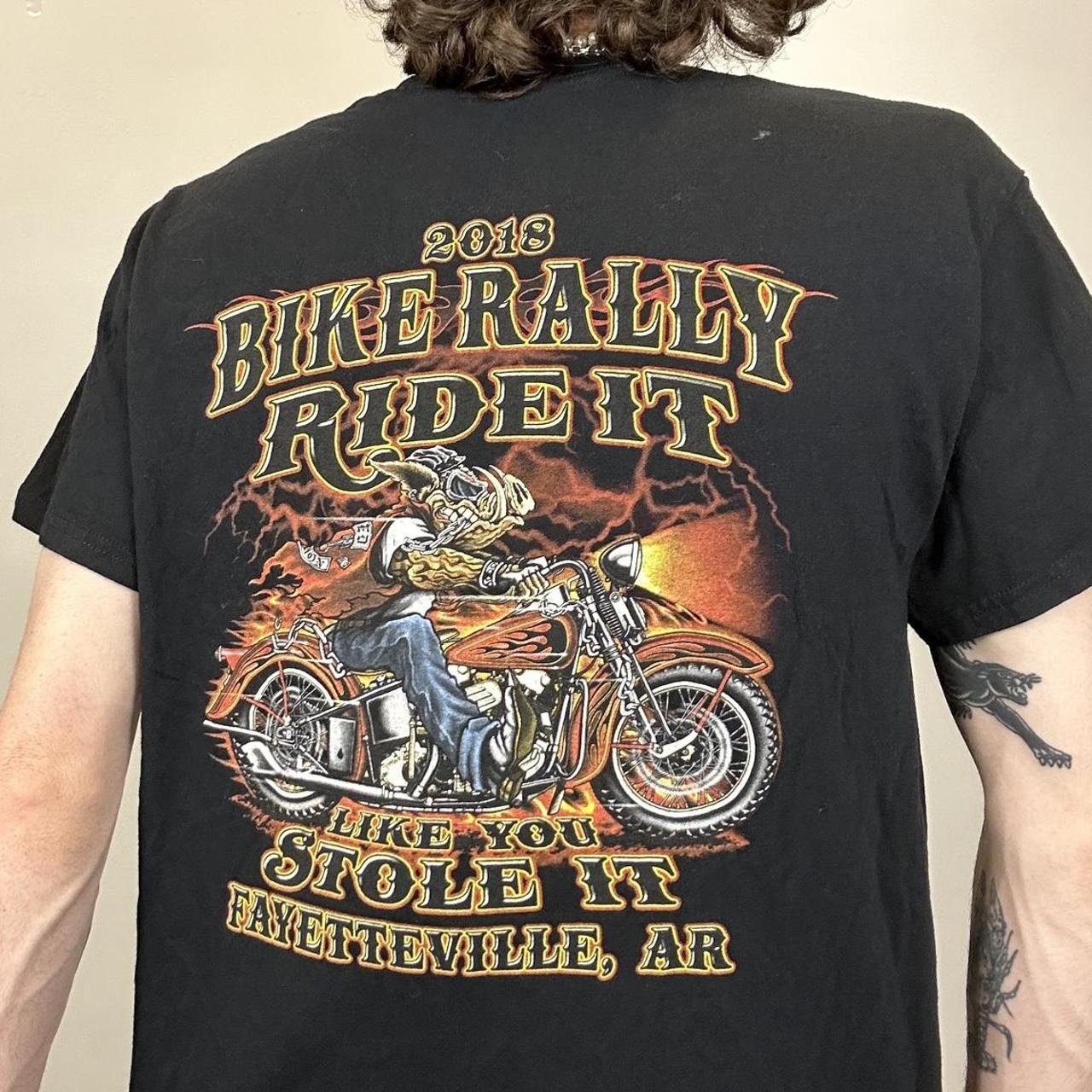 Vintage Motorcycle Rally Biker Tee Shirt Good... - Depop