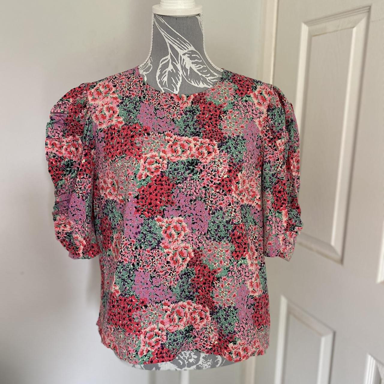 River Island Pink Floral Print Top With Puffed Depop 1928