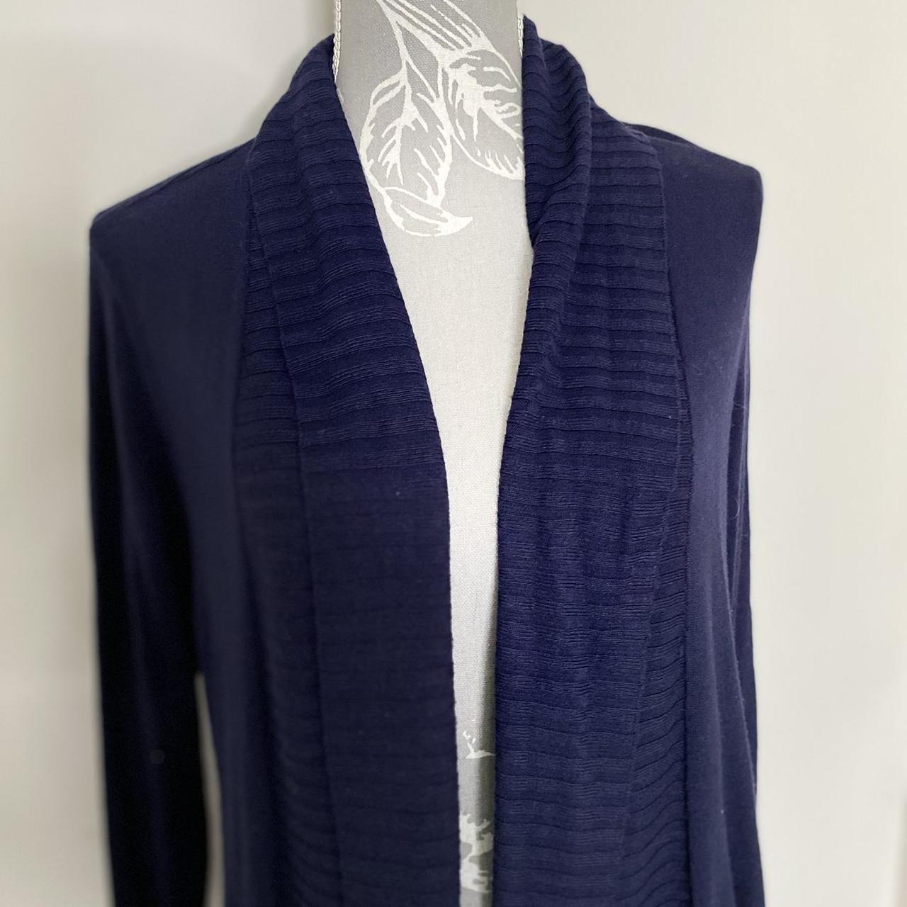 Laura Ashley Fine Knit Navy Waterfall Cardigan Size. Depop