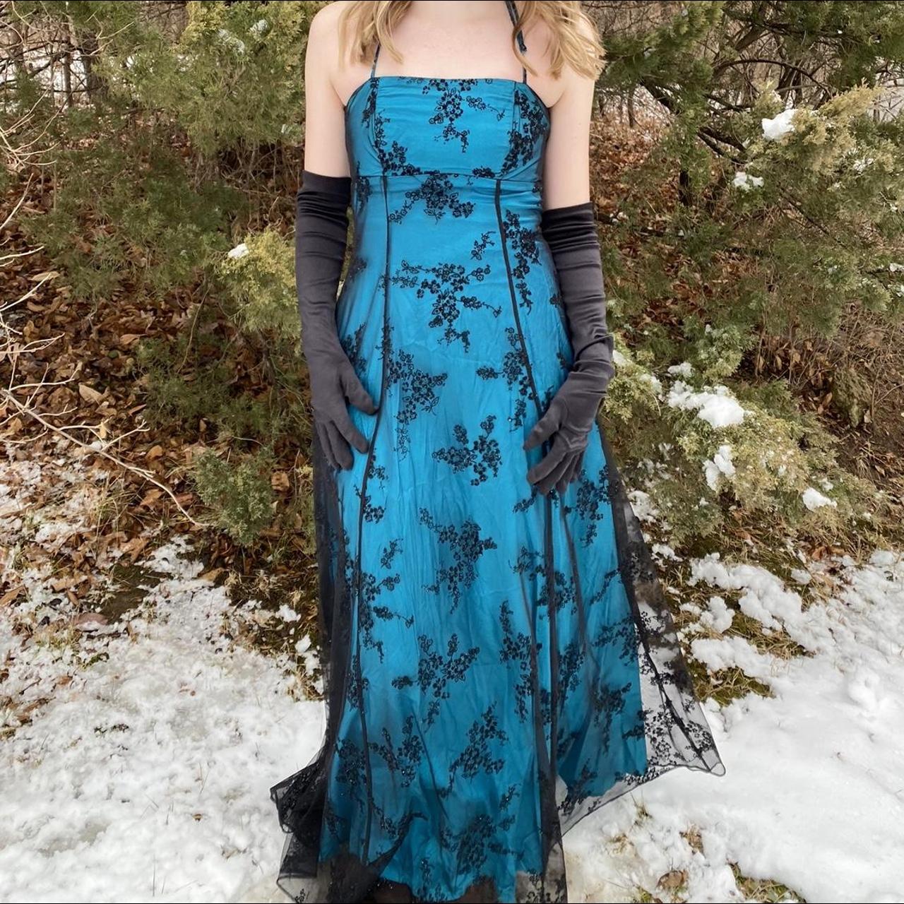 Women's Blue and Black Dress Depop