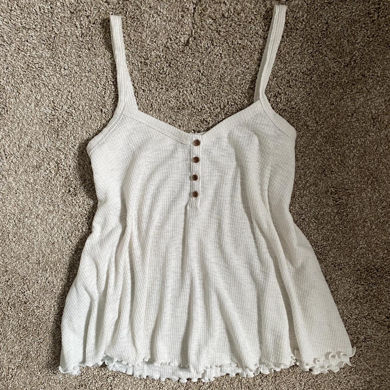 🎀 white babydoll top 🎀 white flowy babydoll top... - Depop