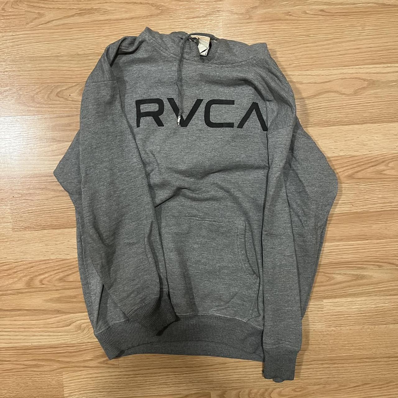 RVCA grey hoodie super comfy size L Slight coffee... - Depop