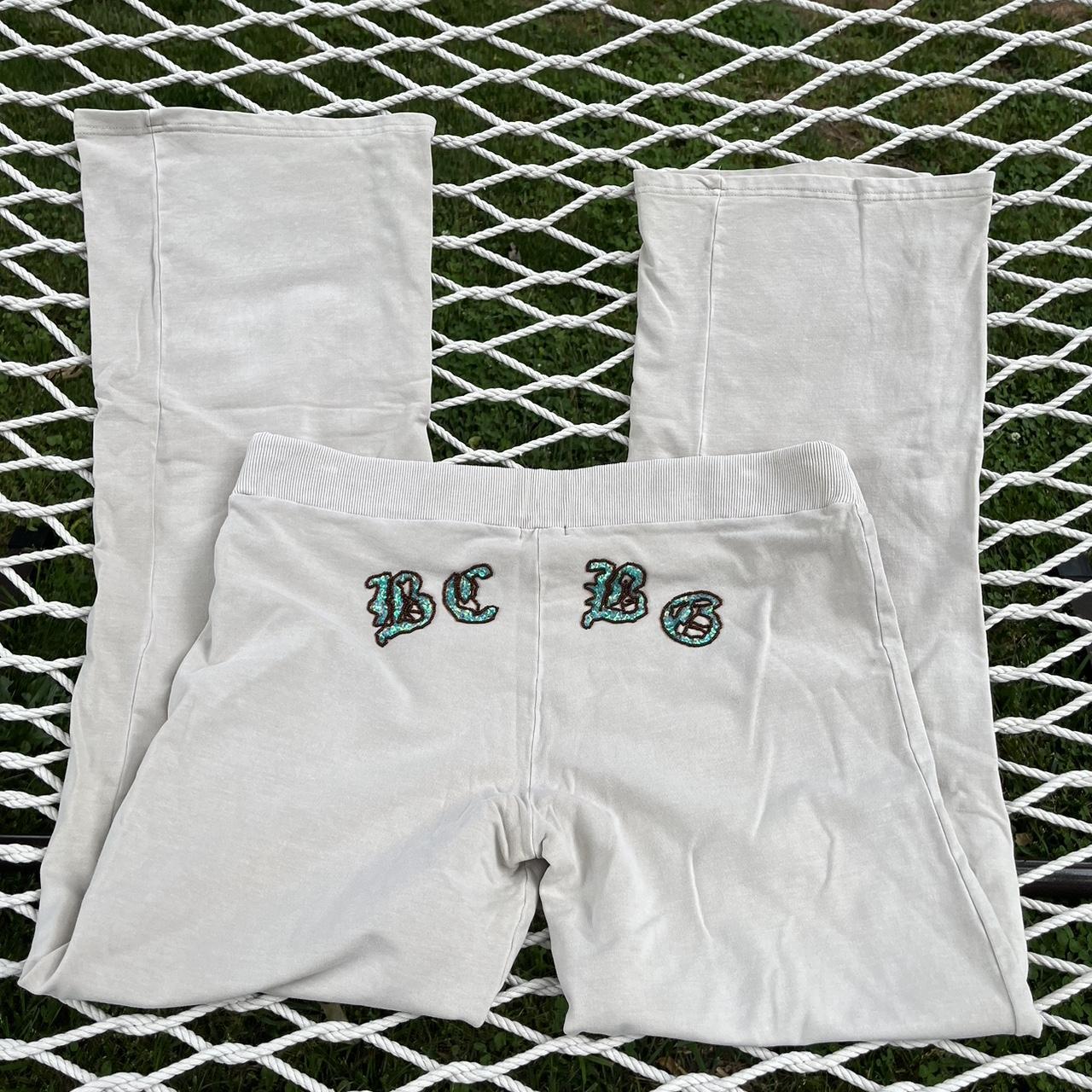 Y2K BCBG sweatpants with sequin embroidered logo at... - Depop