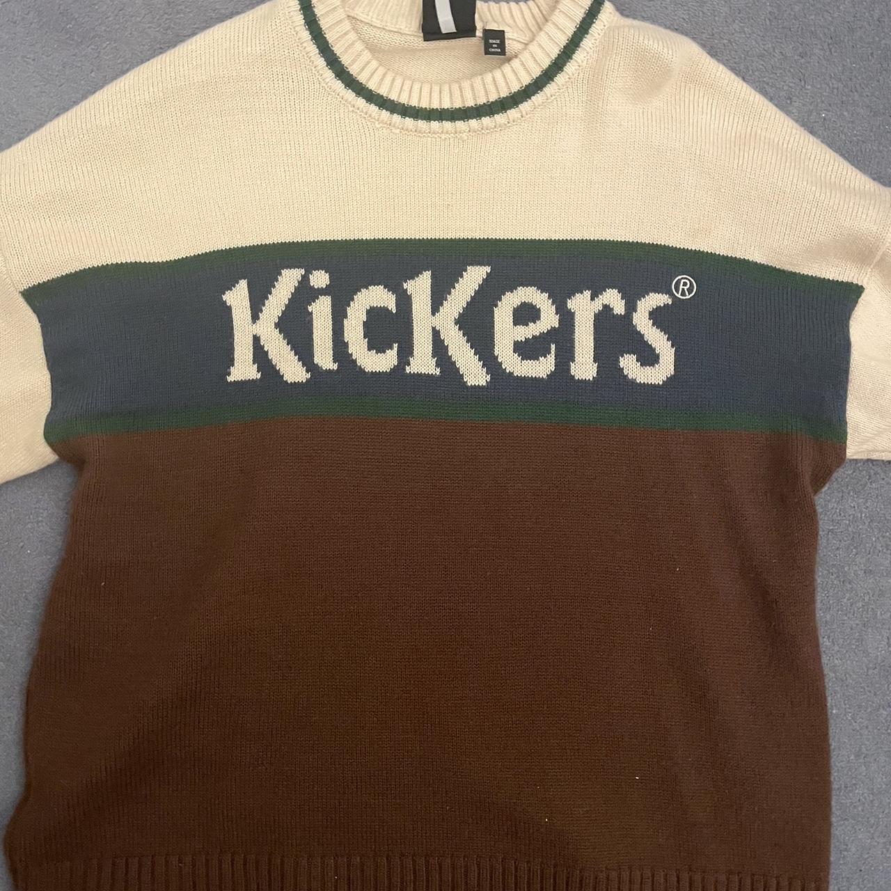 Kickers Men's Brown and Cream Jumper Depop