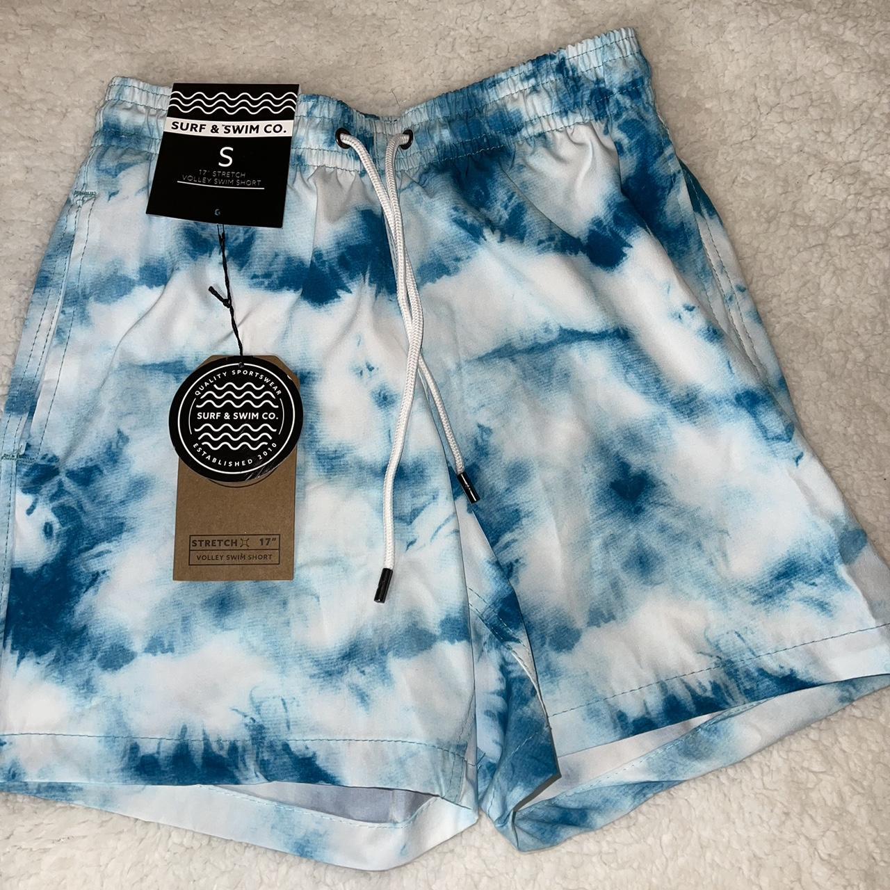 Men's Blue and White Swimbriefsshorts Depop