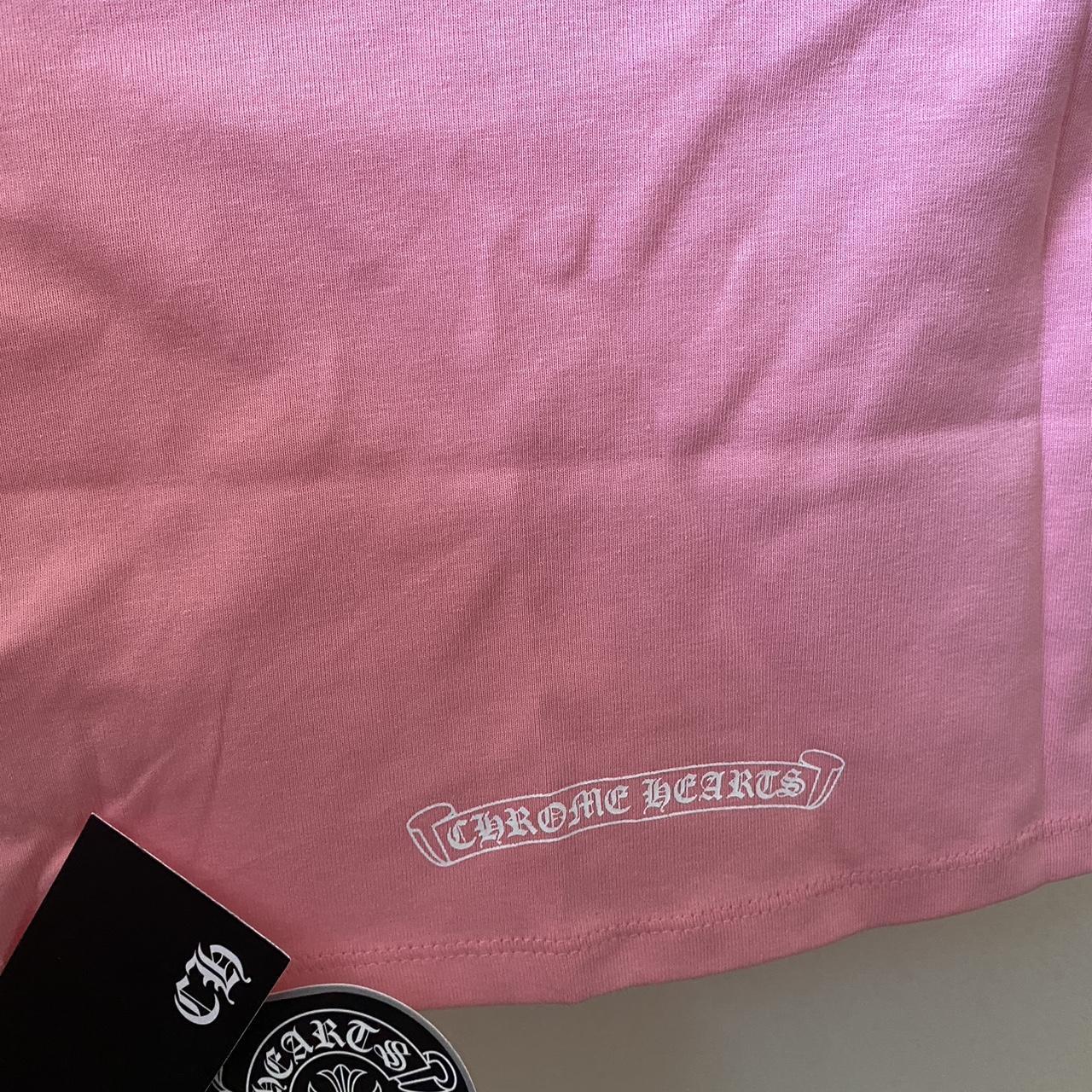 Chrome Hearts Women S Pink And White T Shirt Depop