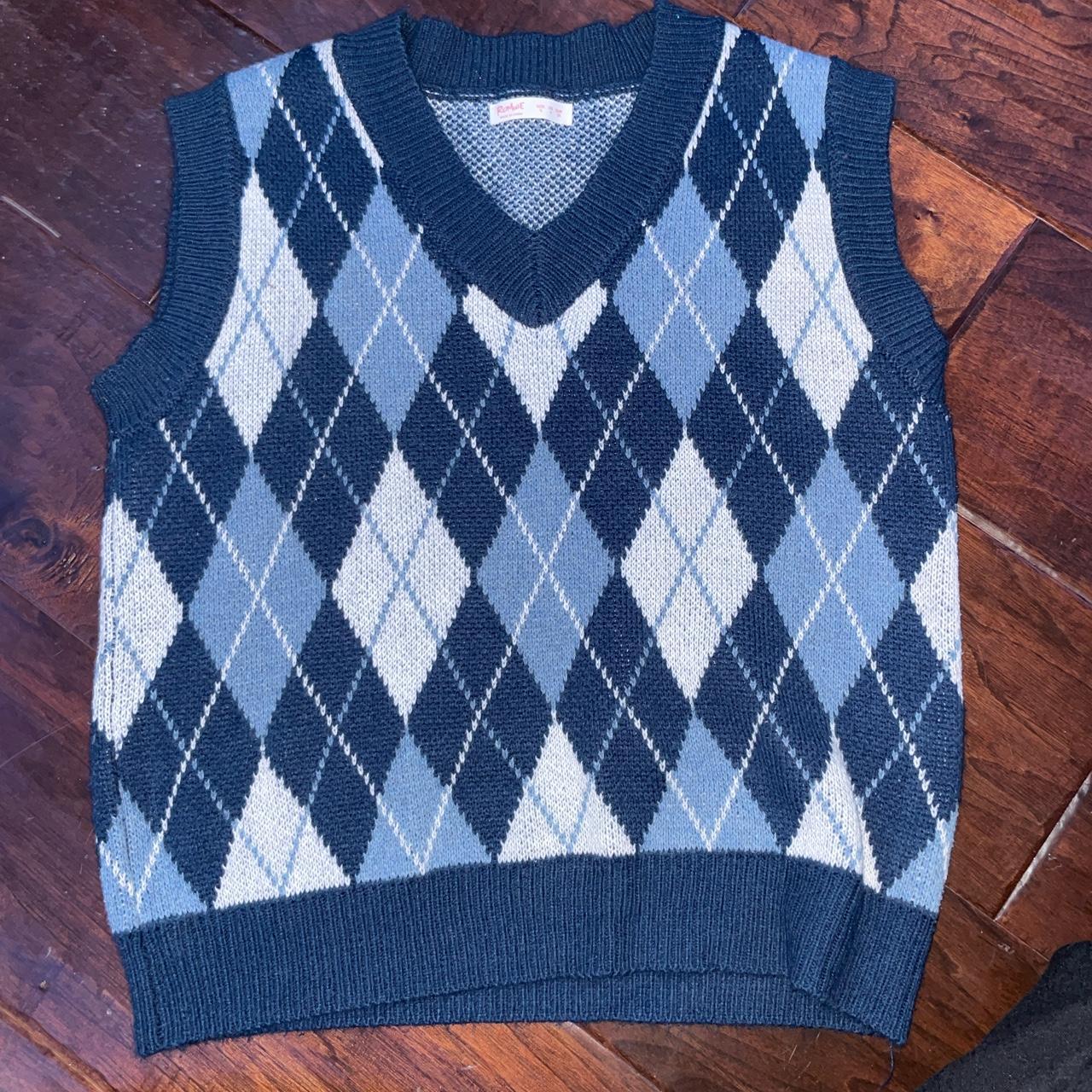 Romwe Blue Sweater Vest Size Small - Fits a... - Depop