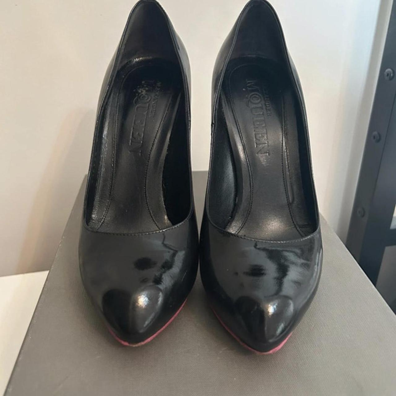 Alexander McQueen black patent heels - Depop