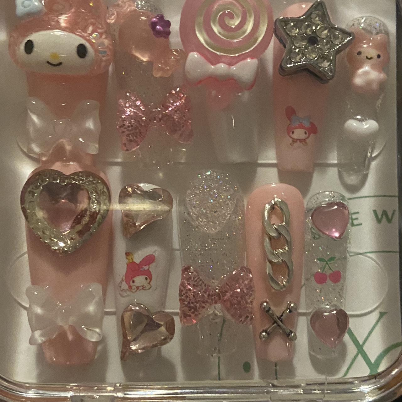 pink my melody sanrio press on nails - Depop