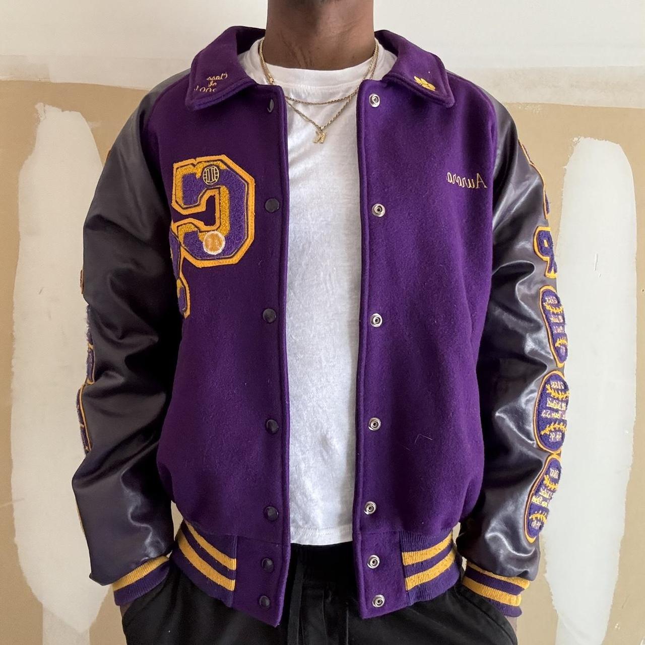 MULTI PATCH PURPLE VARSITY JACKET