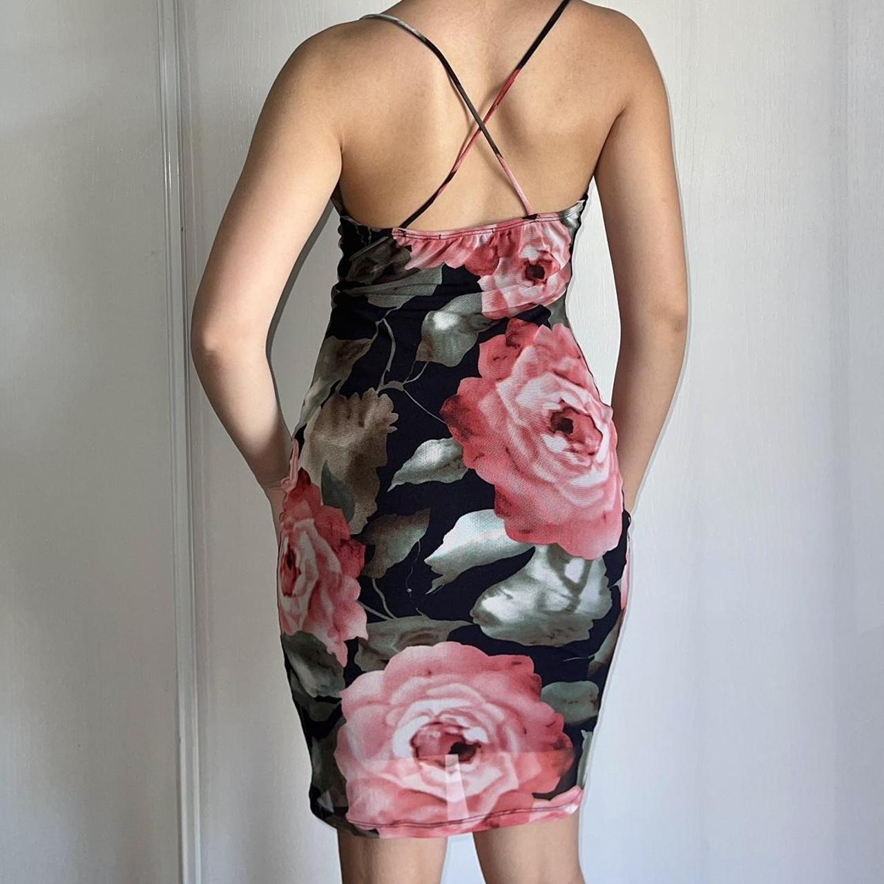 Vintage Rose Mesh Midi Dress - in great condition no... - Depop