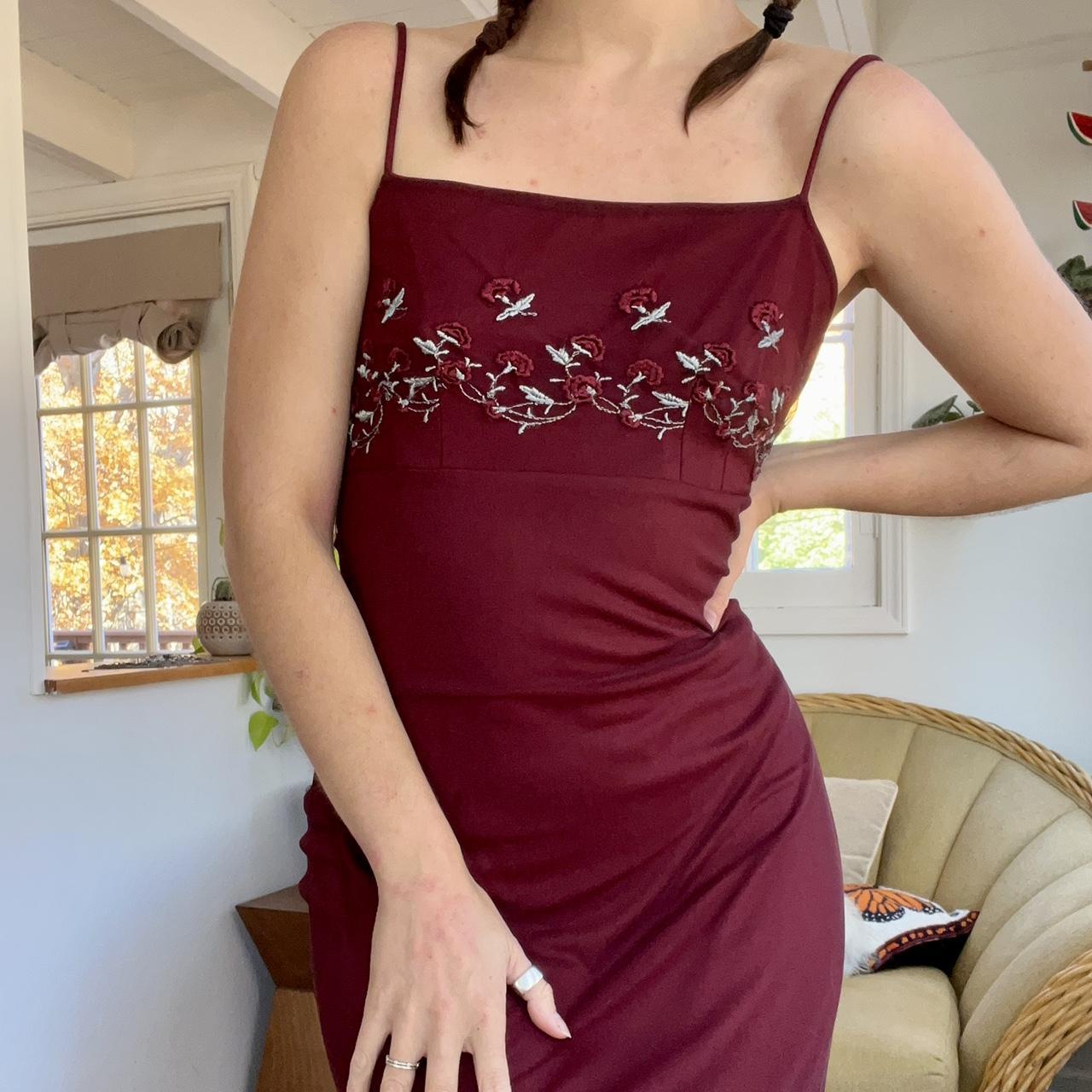 Burgundy slinky clearance dress