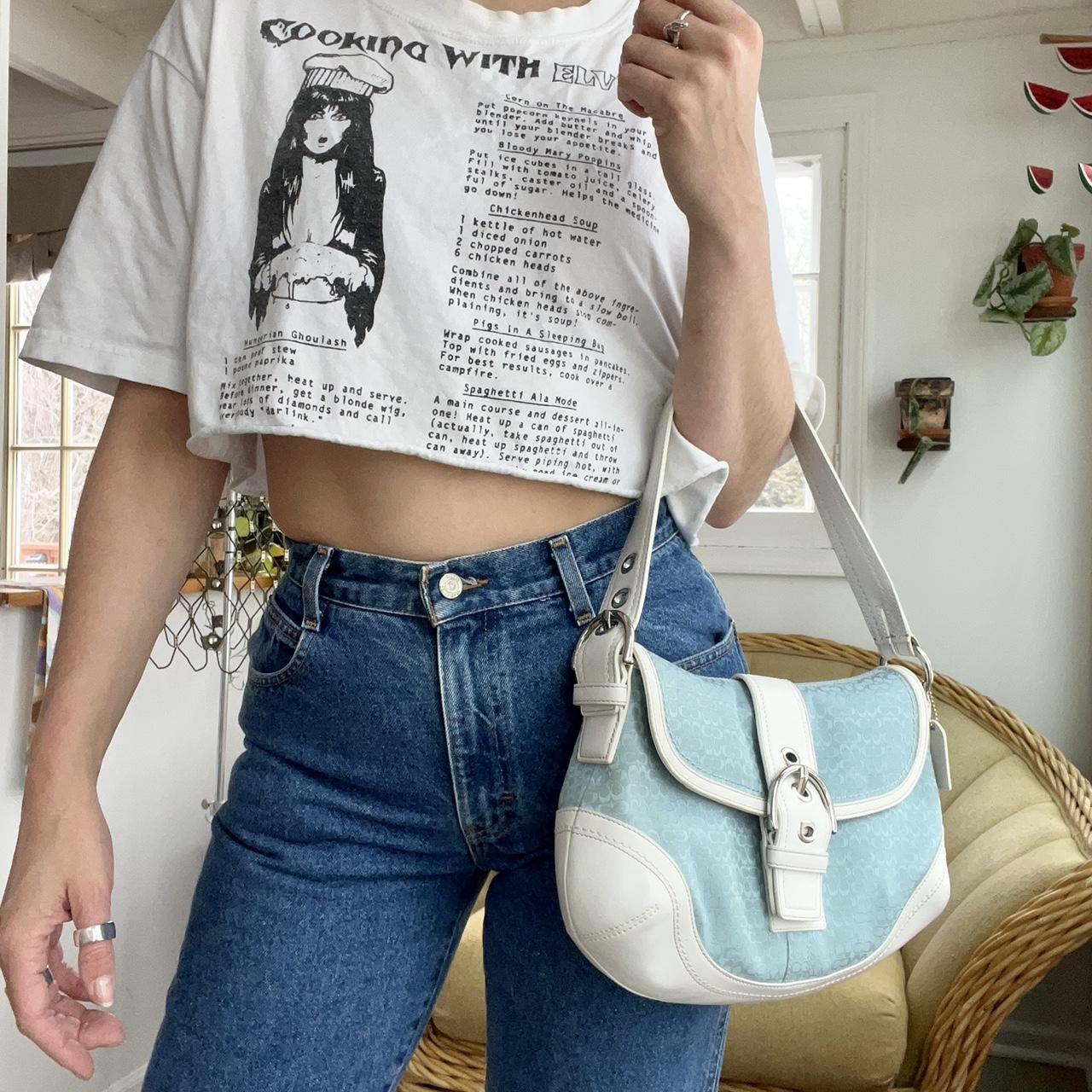 Coach Women's White and Blue Bag | Depop