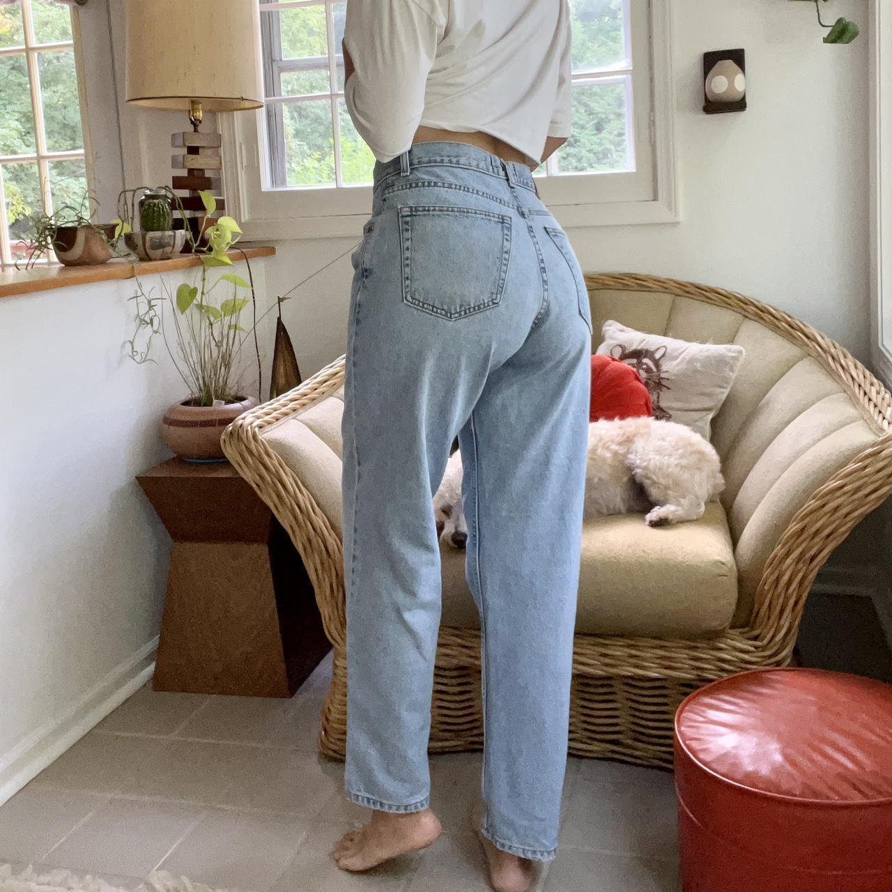 Vintage 70s light wash saddleback jeans Beautiful - Depop