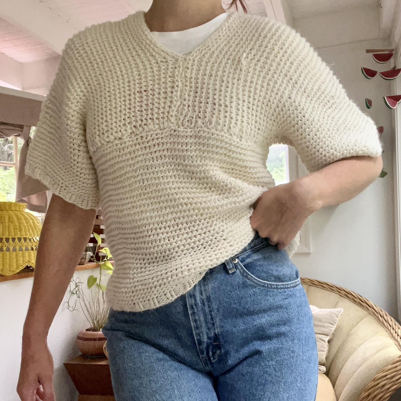 Vintage hand-knit top, NS but fits M-L. - Depop