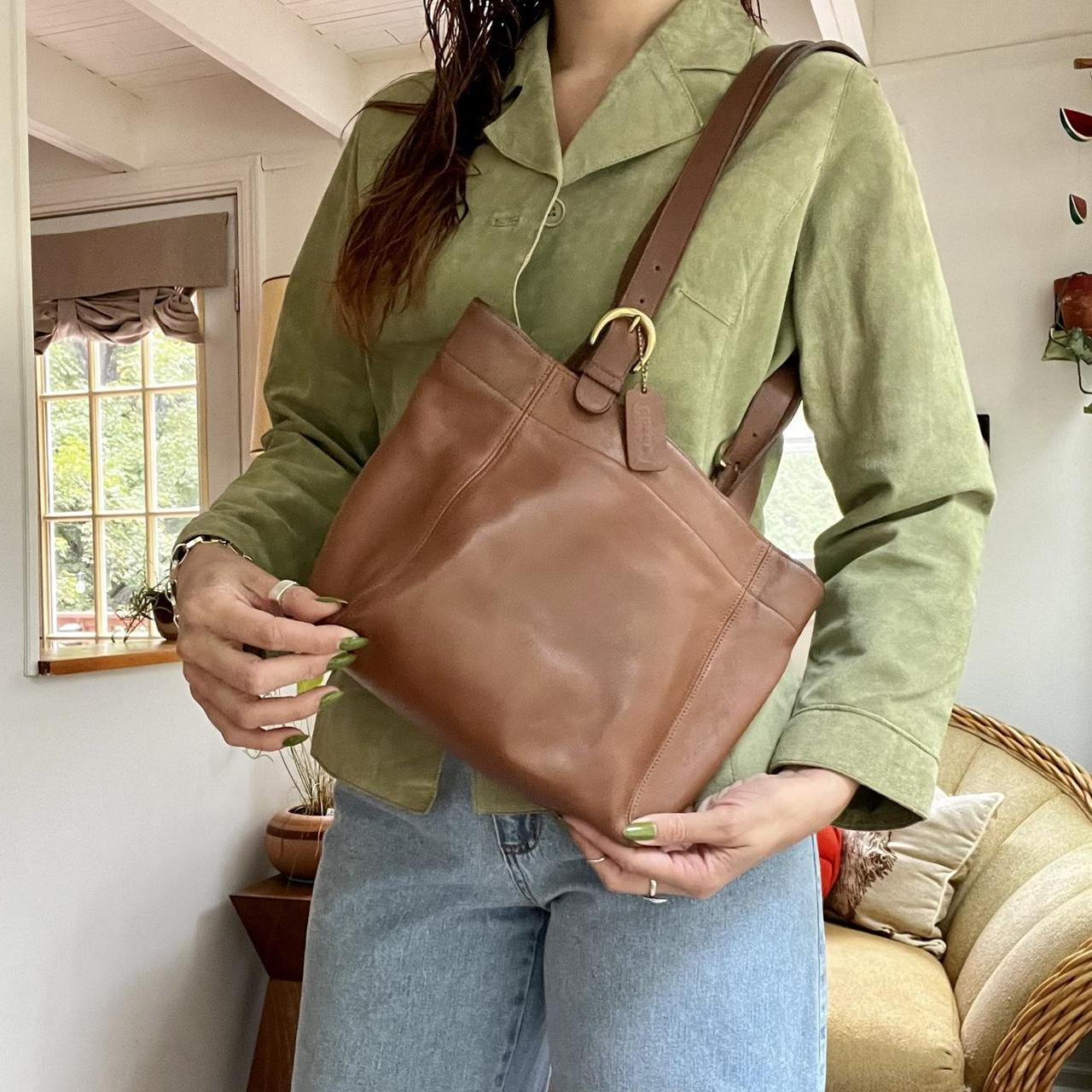 Vintage Brown Leather Coach Purse Shoulder Bag USA Made 