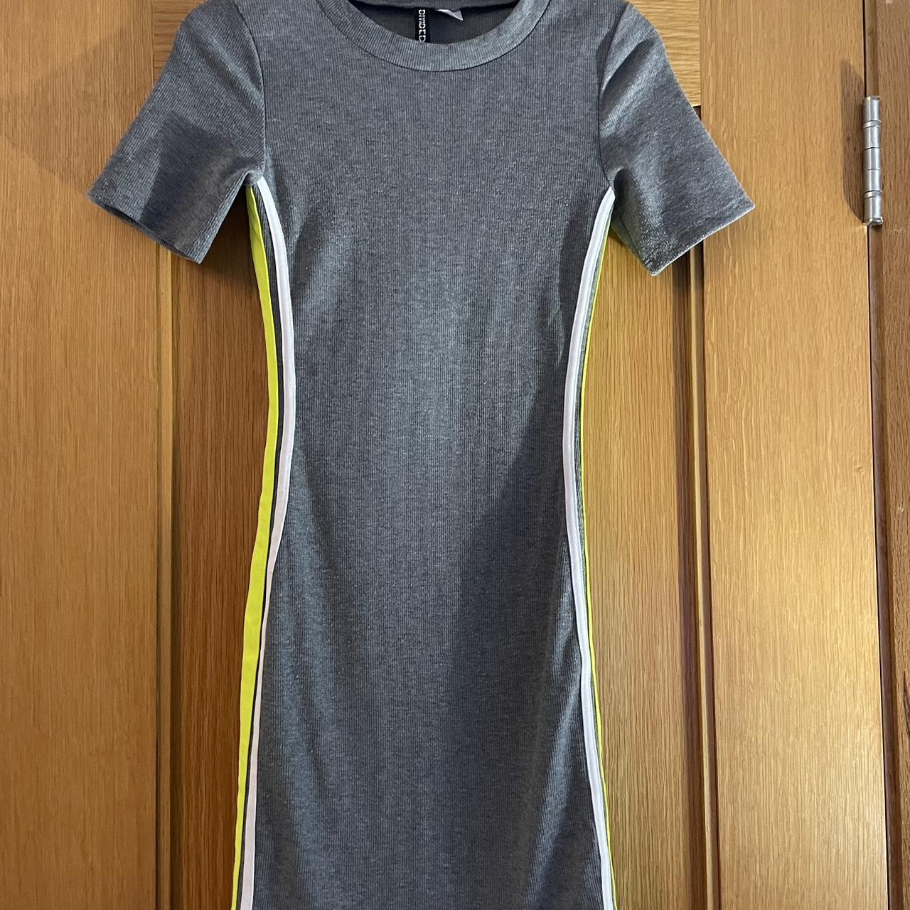 H&M Grey dress with side stripes Depop