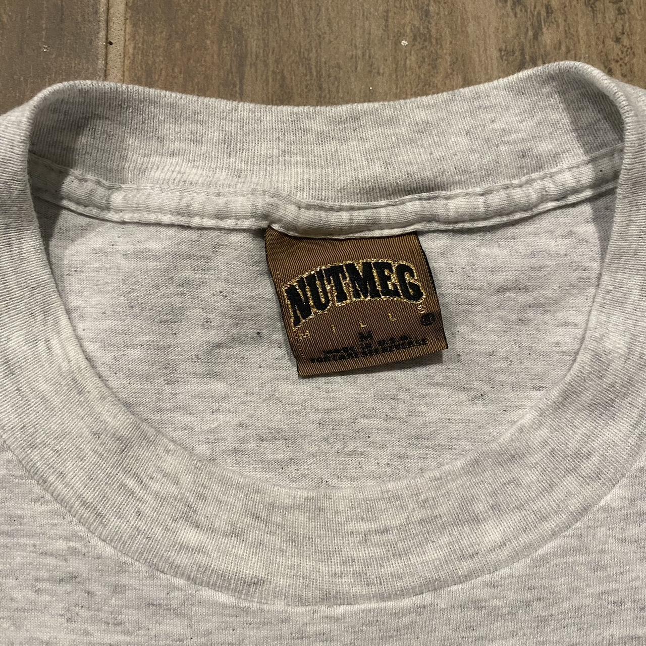 Nutmeg Men's Grey and Red Tshirt Depop