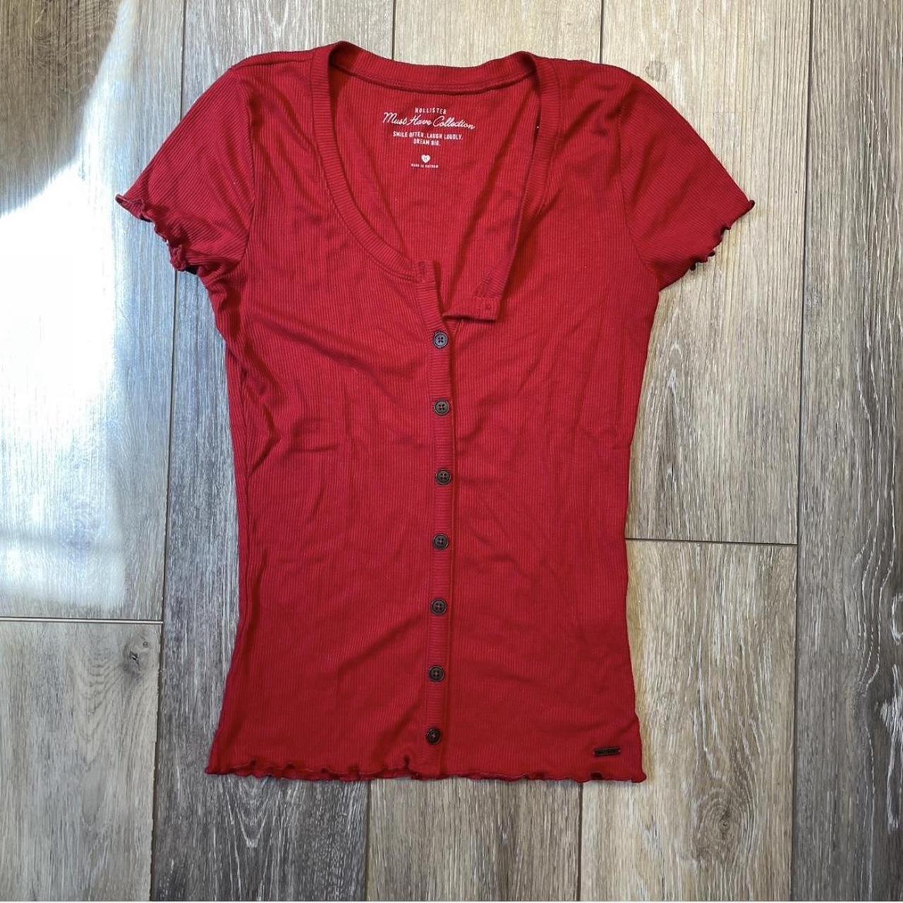 Vintage Red Hollister Button Up Top Depop