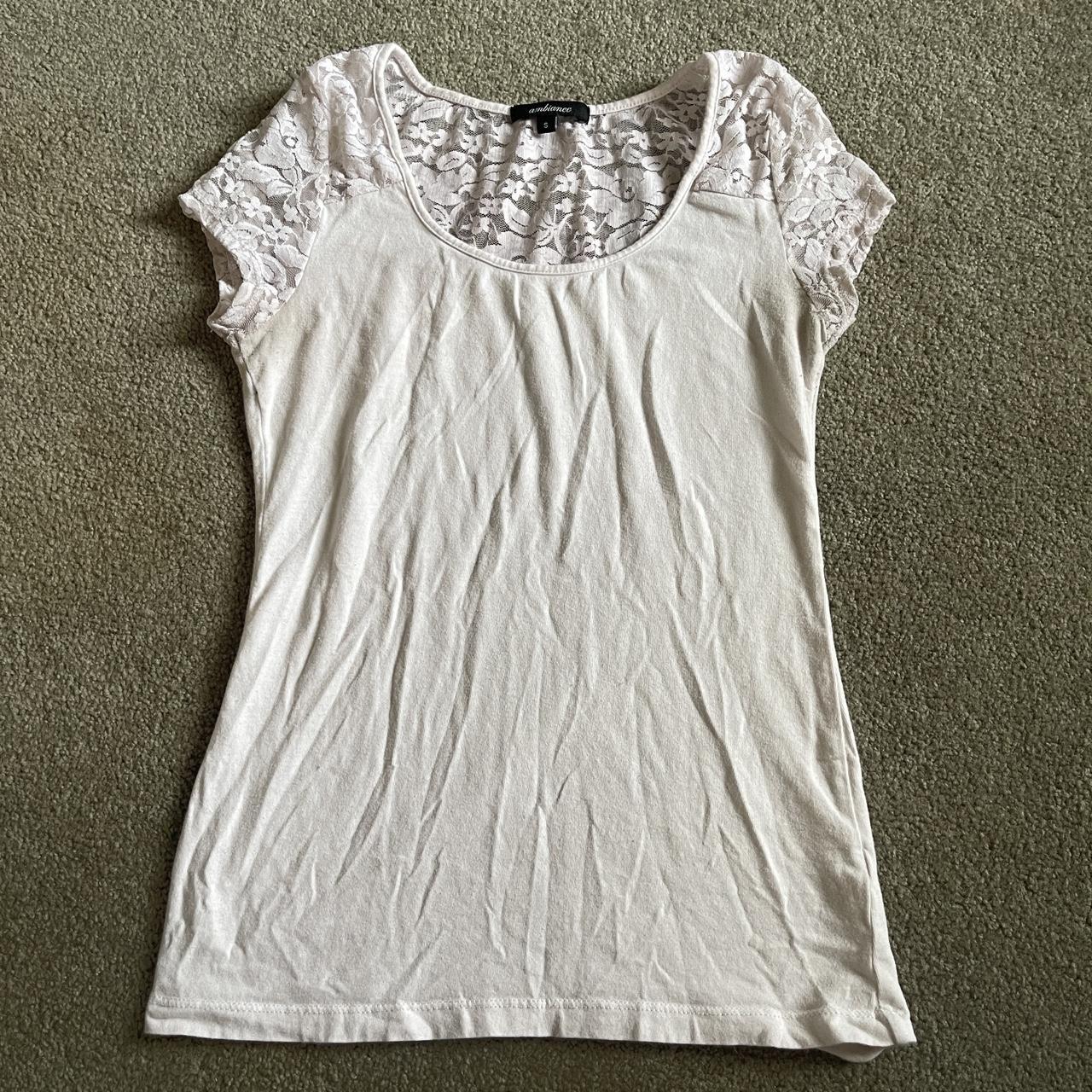 white lace coquette tshirt super cute but simple... - Depop