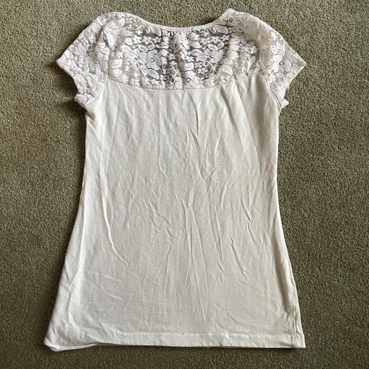 white lace coquette tshirt super cute but simple... - Depop