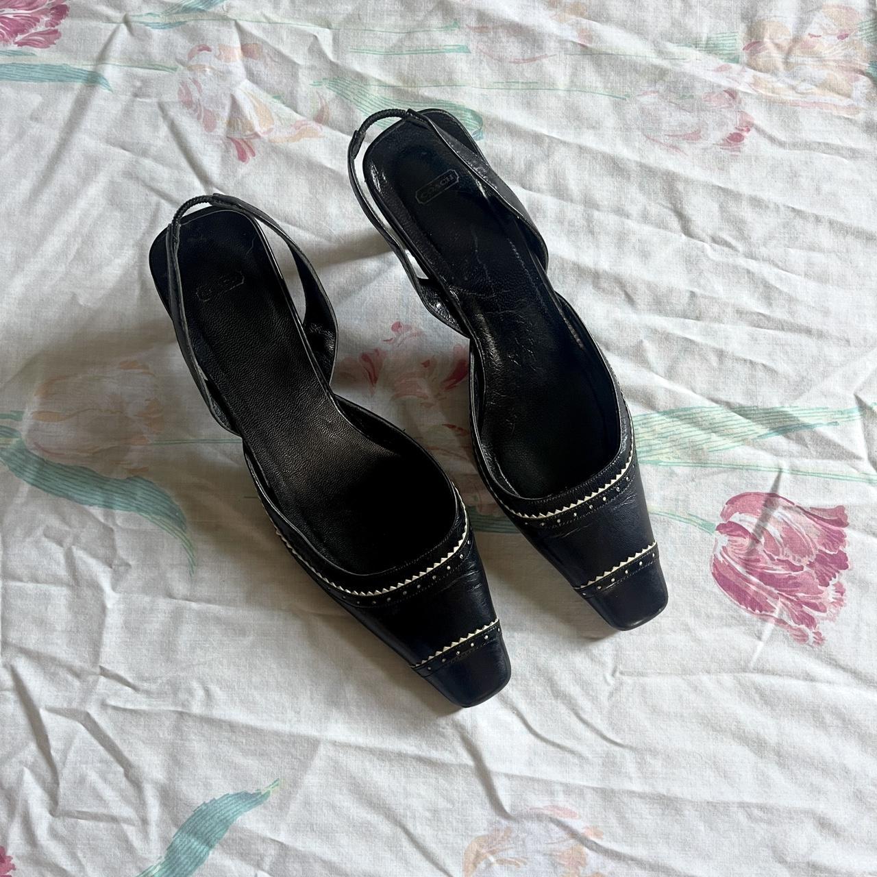 black coach kitten heels 90s designer Coach kitten... - Depop