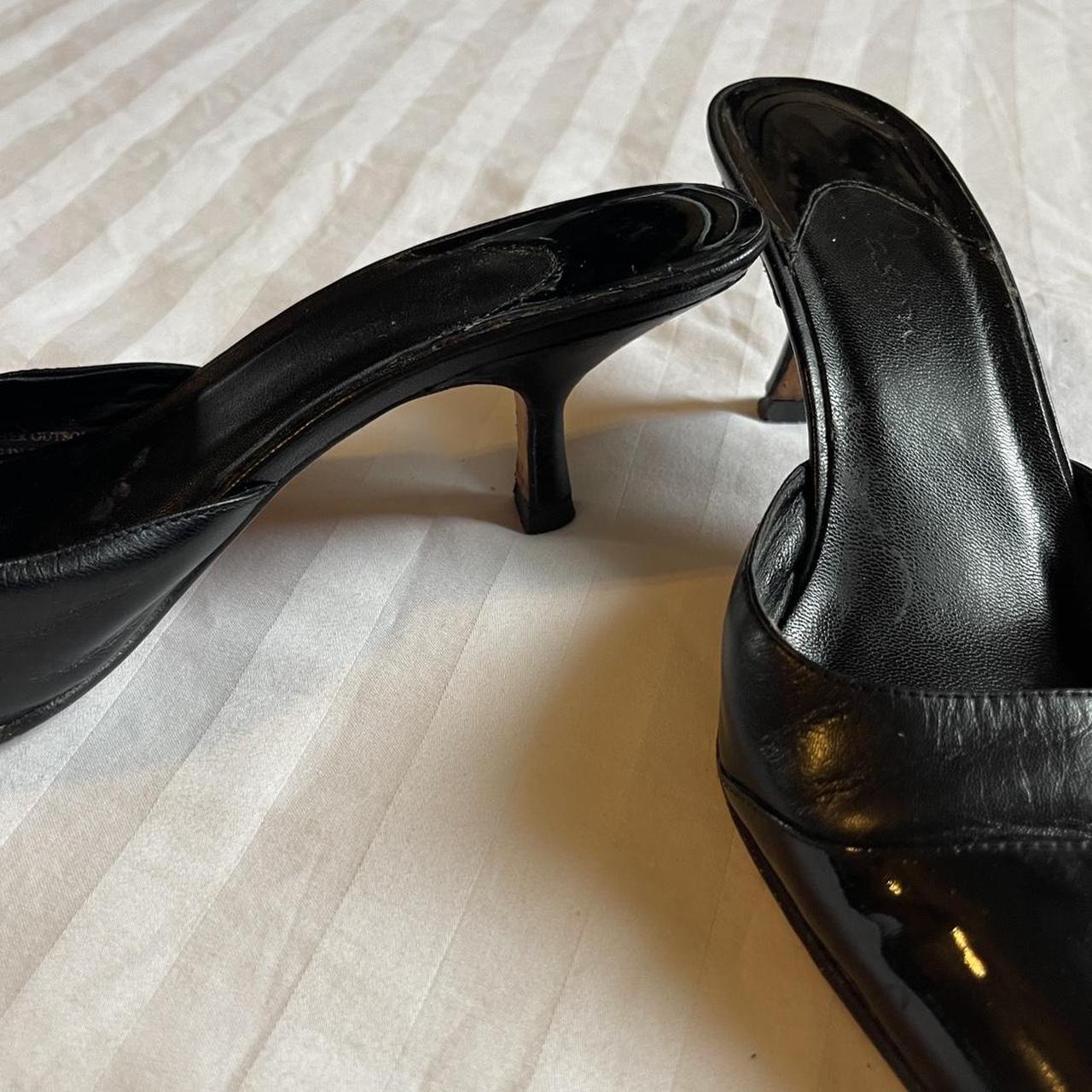 black pointed toe kitten heels so cute! size 7.5... - Depop