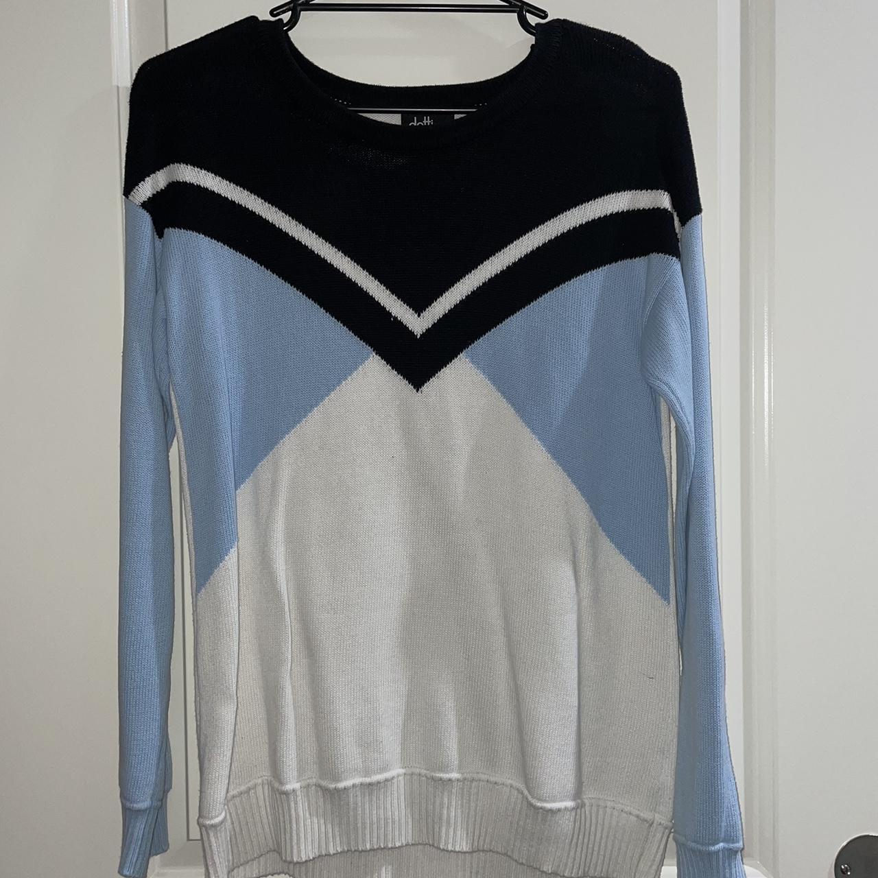 Dotti Women's Blue and Black Sweatshirt | Depop