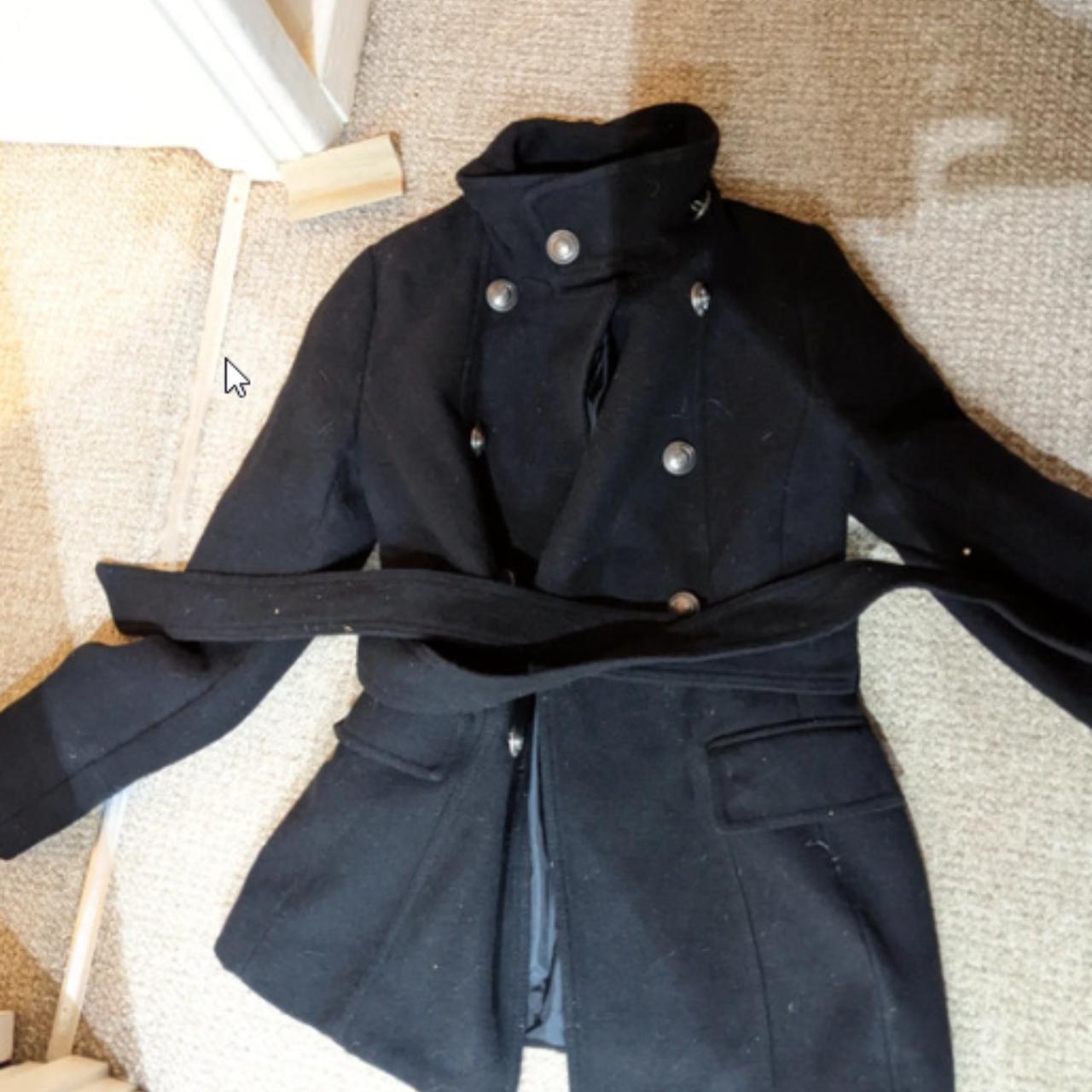 Size 6/8 Military Black Coat with High Collar Worn... - Depop