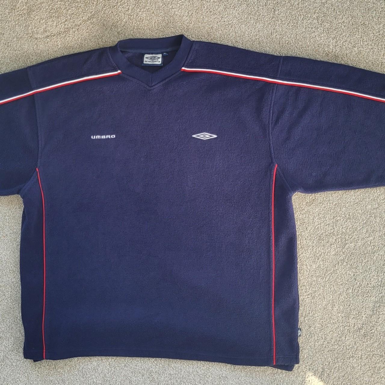 Umbro Men's Blue and Navy Jumper Depop