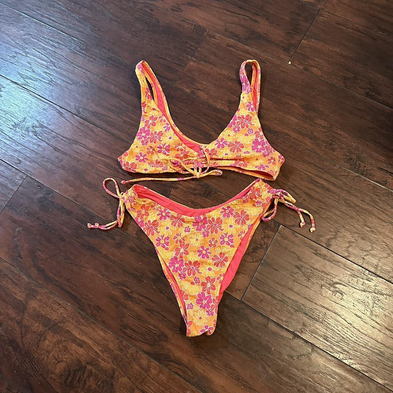 PacSun Women's Orange and Blue Swimsuit-one-piece | Depop