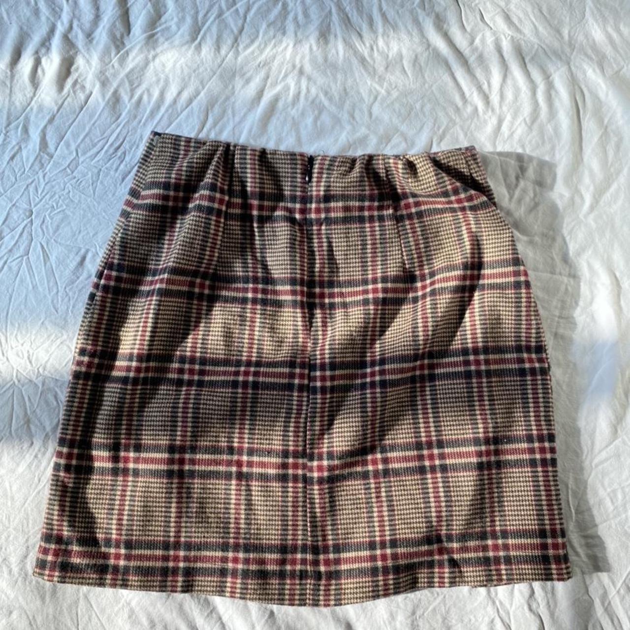 cutest tan plaid mini skirt soft stretchy material - Depop