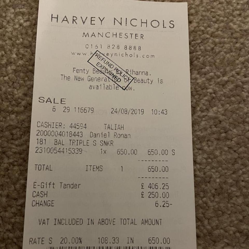 Balenciaga triple 2025 s receipt