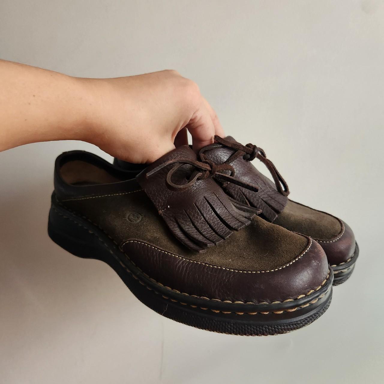 Born Women's Brown and Khaki Loafers Depop