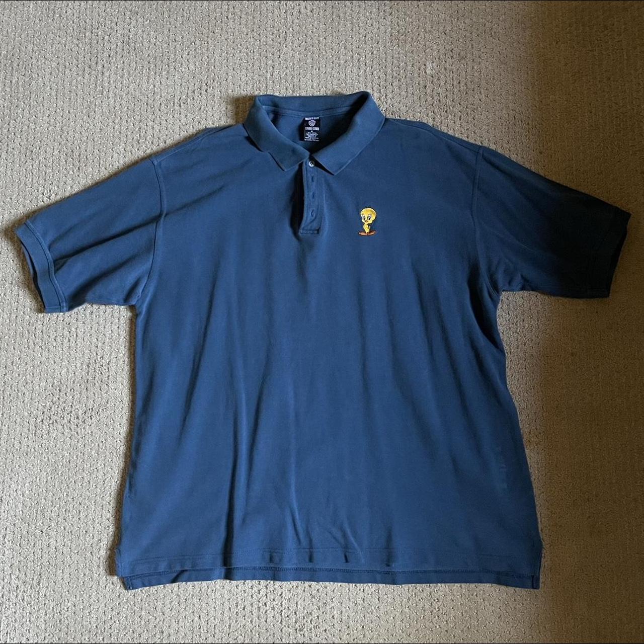 Warner Bros. Men's Blue and Navy Polo-shirts | Depop