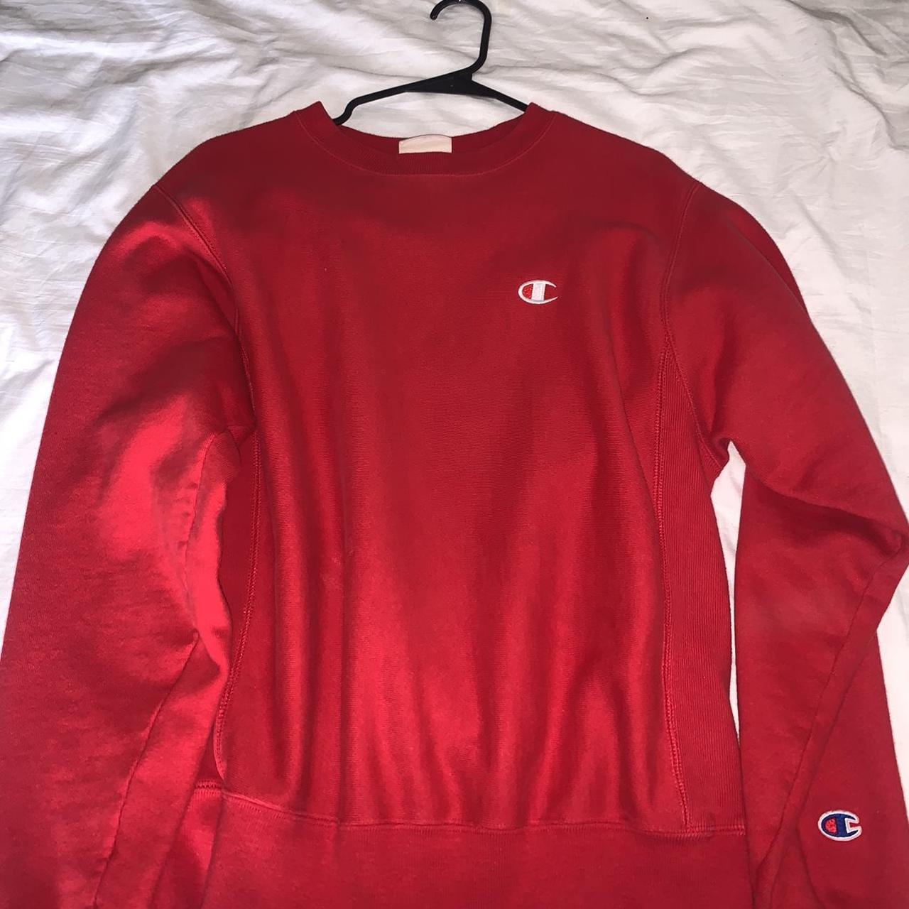 Red Champion crewneck sweatshirt - Depop