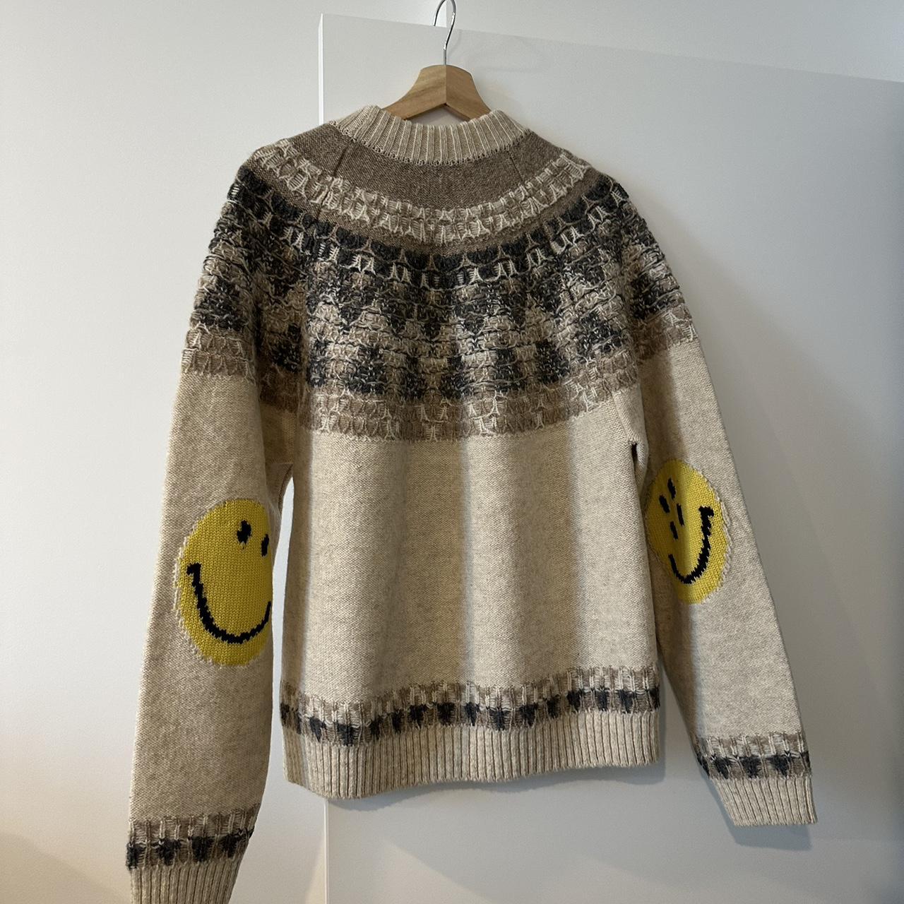 Kapital 5G Wool NORDIC SMILIE Patch Raglan... - Depop